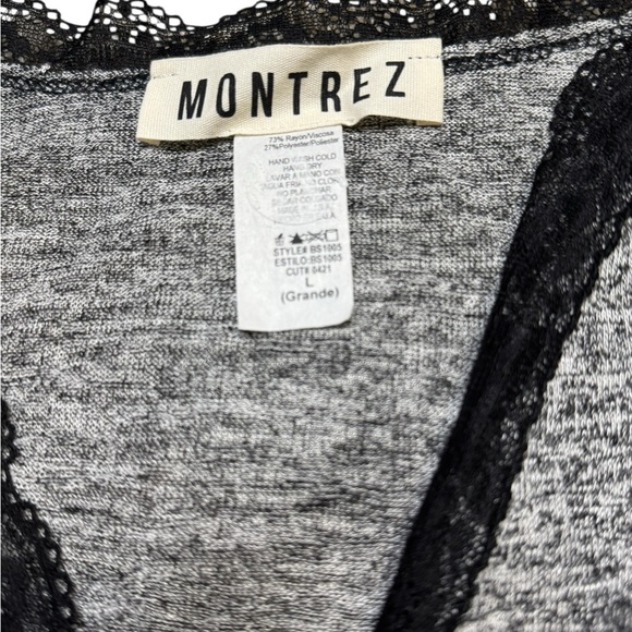 👚 Montrez Lace Trim Gray Bodysuit Size L NWOT 🖤✨ - Picture 3 of 3